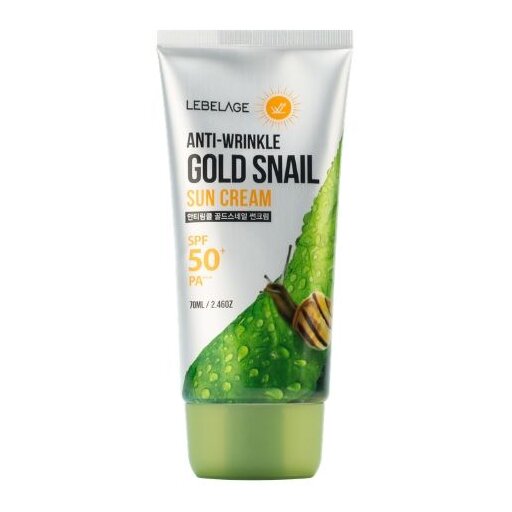 LEBELAGE Anti-Wrinkle Gold Snail Sun Cream SPF 50+ PА+++, 70ml оптом