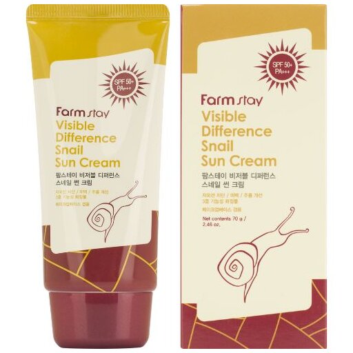 FarmStay Visible Difference Snail Sun Cream SPF 50+ / PA+++, 70g оптом